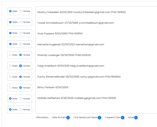 Auto-detect ages, last names, bassinets